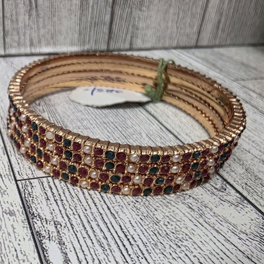 Elegant Gold and Multicolor Bangle Set